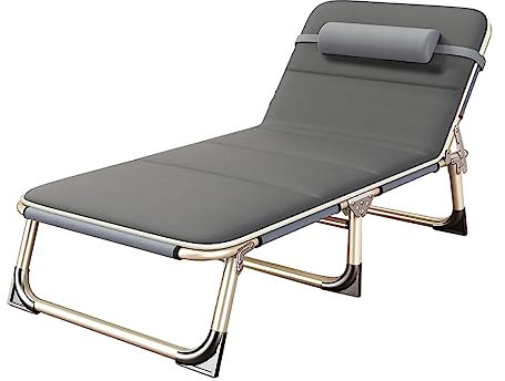 Tragbarer Klappbett Camping Liegestuhl mit Rückenlehne für Reisen Indoor Outdoor Büro Angeln (Einzelperson)