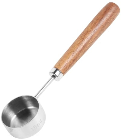 Angoily Doseuse Acier Inoxydable Avec Poignée Bois Pour Café Et Thé Ustensile De Cuisine Élégant Et Pratique Pour Mesurer Café Moulu Et De Lait