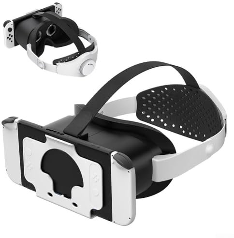 VR-Headset, kompatibel mit Nintendo Switch, tragbare Virtual-Reality-Brille mit verstellbaren HD-Objektiven und Riemen, 21,6 x 20,2 x 11,3 cm (Schwarz und Weiß)