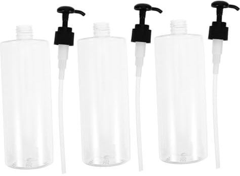VINTORKY 3pcs 500ml Press Pump Bottle Set Refillable Shower Gel Dispenser with Black Pump Head Round Shoulder Emulsion Bottle for Bathroom and Kitchen