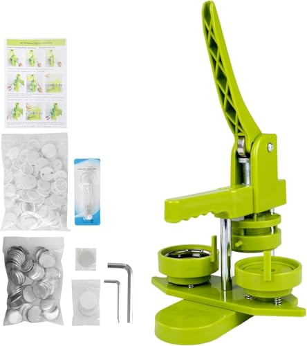 Outbit Button Badge Press Maschine, Buttonmaschine, mit 100 Knöpfen/Bild & Kreisschneider für Charaktere für Menschen, Kinder DIY Gift Pin Maker (Grün, 25mm)