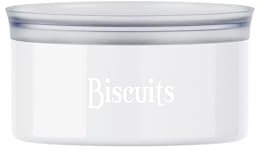 Guzzini - Barattolo ovale salvafreschezza con scritta 'Biscuits' (Bianco Latte)