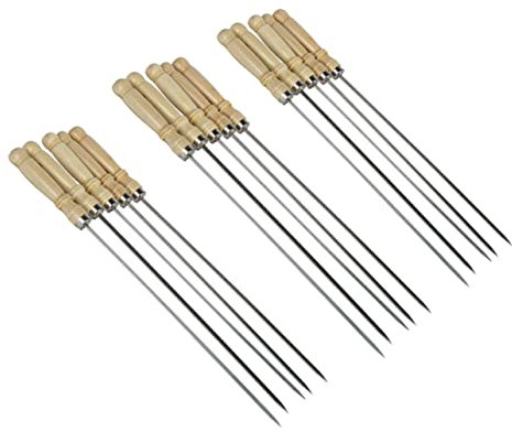 BESPORTBLE Brochette De Barbecue En Acier Inoxydable Plate Manche En Bois 45 Cm Pour Barbecue En Plein Air 25 Pièces Réutilisables Antirouille Sécurisées Pour Grillades Familiales Et Fêtes