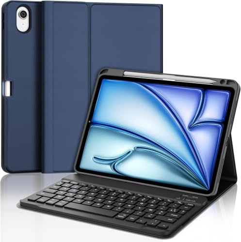Occtingkind Funda con Teclado para iPad Air 11 2026 M4/2025 M3/2024 M2 | QWERTY Español Ñ Magnético Magnéticamente Bluetooth Teclado con Funda Delgada para Tablet iPad Air 11 Pulgadas, Azul oscuro
