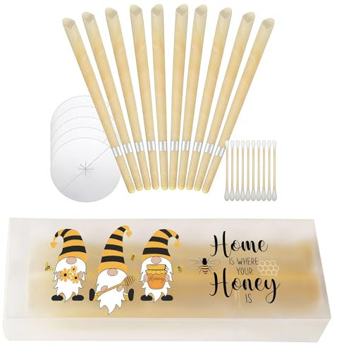 AstraGlam 10PCS Ear Candles for Ear Wax Removal – Includes 5 Protective Discs, 10 Cotton Swabs and Storage Box – Gentle and Relaxing Ear Cleaning Kit