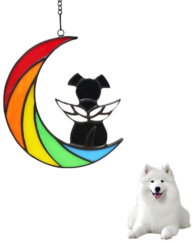 Srvillg Colorful Dog Memorial Gifts, Acrylic Dog Commemorative Gift, Pet Bereavement Gifts Window Hangings, Ornaments Pet Memorial Plaques for Dog Lovers (Black)