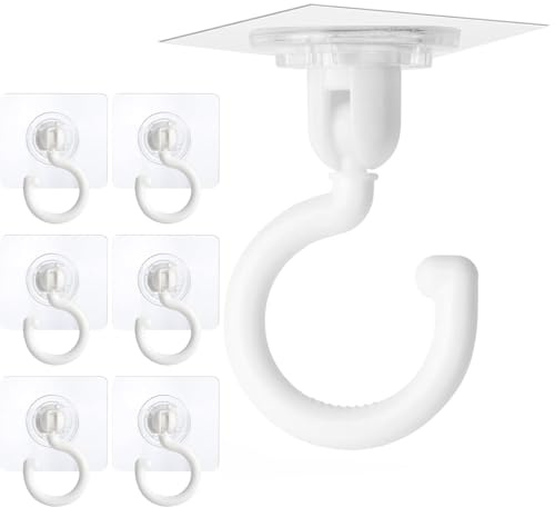WUBAYI Selbstklebende drehbare Haken, 6er-Pack mit Schaber, 5 kg Gewichtskapazität, transparente wasserdichte Wandhaken für Küche & Bad