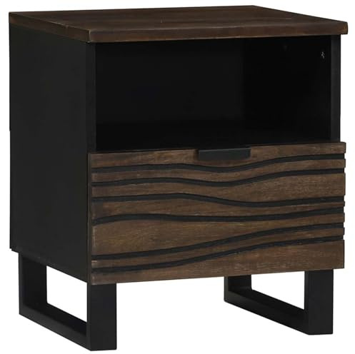 Gecheer Table de chevet 40 x 33 x 46 cm en bois massif de noyer - Table de chevet élégante pour salon, chambre à coucher, chambre d'étudiant