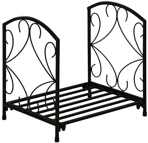 Outsunny Range-bûches porte buche de cheminée, support à bois de chauffage avec pieds surélevés pour intérieur et extérieur, charge 50 kg, cadre en métal, 39,5 x 31,5 x 39,5 cm, noir