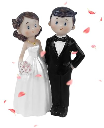 Figuras de pareja de novios para tartas, 12 cm x 6,5 cm