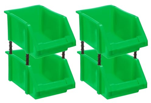 QUARKZMAN 4 Stück Plastik Regalboxen 250x150x120mm Wandmontierte Aufbewahrungsboxen Stapelbare Aufbewahrungsboxen Organizer Für Garage Schublade Organisation Grün