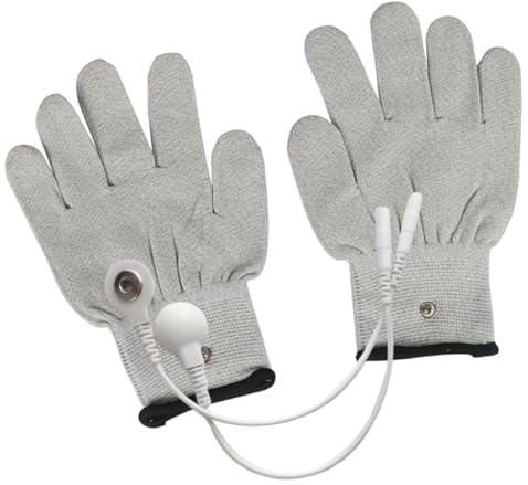 AMUSLESUR Guantes Conductores de Fibra de Plata y Nylon y Masaje con 2 Líneas de Conversión Cómodos y Resistentes para Uso en Tratamientos de Belleza