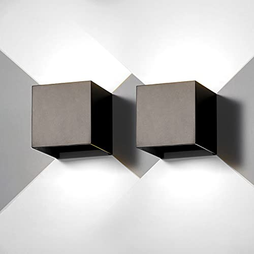 FUPE 2 Pezzi Applique da Parete Interno Esterno LED Lampada da Parete IP65 Impermeabile Quadrata Alluminio Lampade Esterno Su e Giù Regolabile Design Facile da Installare Nero 6W 6500K Bianco Freddo