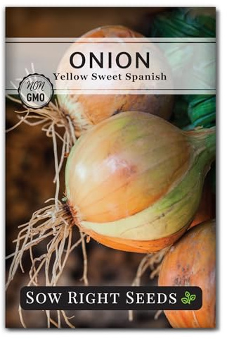 Sow Right Seeds - Yellow Spanish Sweet Onion Seeds for Planting - Non-GMO Heirloom Packet with Instructions to Plant a Home Vegetable Garden - Grow Classic Yellow Onions - Kitchen Staple (1)