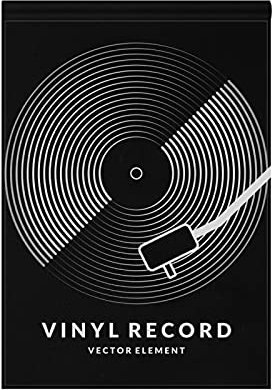 Poeticcity Black White Vinyl Record CD Player for Music on Dark 12 x 18 Decorative Garden Flag Seasonal Banner Polyester Two-Sided Welcome Home Front Yard Party Indoor Outdoor Flag