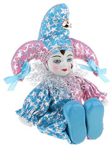 Maxyoung 8 Inch Porcelain Clown Doll Vintage Dolls Figurine, Collectible Figure, Hand Painted Toy, Christmas Halloween Birthday Gift, Movable Joints