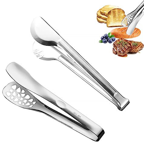 2 Stück Servierzange Edelstahl, Spargelzange, Spaghettizange, Nudelzange, Kochzange, Lang Grillzange Küchenzange Salatzange Wurstzange für Nudeln Salate Würstchen Gegrilltes Fleisch Buffet, 24cm