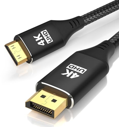 4K DisplayPort auf Mini-HDMI-Kabel, 1,8 m, DP auf Mini-HDMI-Stecker, Video UHD 1440P/2K @ 120Hz, 4K @ 30 Nylon DP auf Mini-HDMI, unidirektionales Kabel für Dell, Desktop, AMD, NVIDIA, Lenovo, HP,