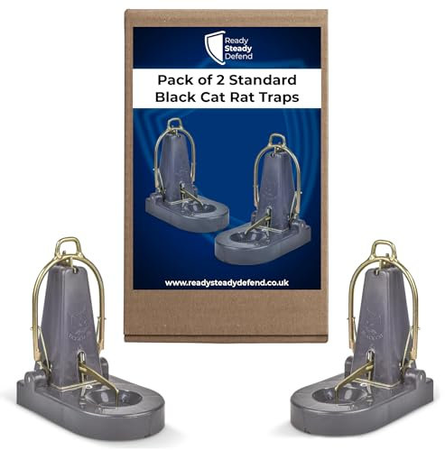 Instant Kill Rat Traps - 2 Pack Medium Heavy Duty Outdoor Safe, Spring Mechanism for Immediate Rodent Control, Compatible with Bait Blocks, Economical & Durable Design