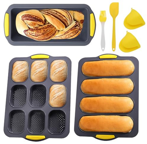 DHINCHANSAIB Stampo in Silicone per Panini - Antiaderente e Resistente al Calore - Pane Fatto in Casa, Baguette, Pane Integrale - Lavabile in Lavastoviglie e Adatto al Microonde