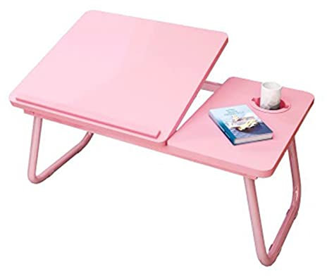 Bärbart laptop-skrivbordsstativ, hopfällbart brickbord för säng/soffa/golv rosa 21 x 12 x 10 tum lätt och kompakt perfekt för att titta på filmer