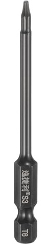 sourcing map Punta per cacciavite a testa Torx T6 da 1/4 di pollice con gambo esagonale da 75 mm di lunghezza, magnetica, senza foro, a prova di manomissione, 6 punti, punta per trapano avvitatore a