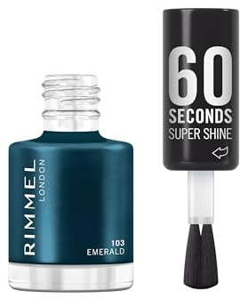 Rimmel 60 Seconds Super Shine Nail Polish, 103 Emerald, Quick-Dry Nail Polish, Ultra-Shiny Finish, Easy to Apply, Vibrant Colour, Long-Wearing, Clean and Improved Formula, Vegan, 8ml
