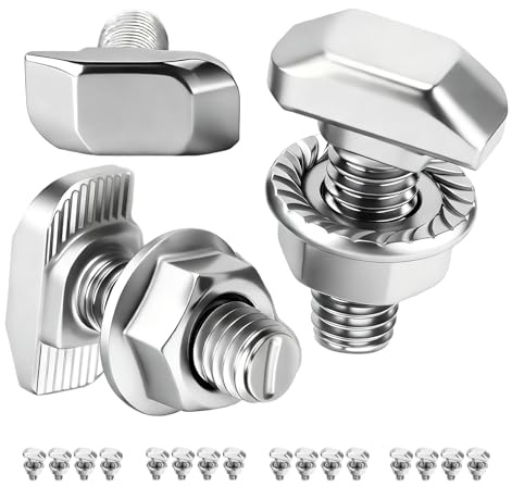 PDKKFF Set med 16 hammarhuvudsskruvar, M6 x 16 mm, rostfritt stål A2-70, T-skruvset med flänsmuttrar för solcellsmonteringsskenor, PV, solcellssystem, växthus och aluminiumprofiler