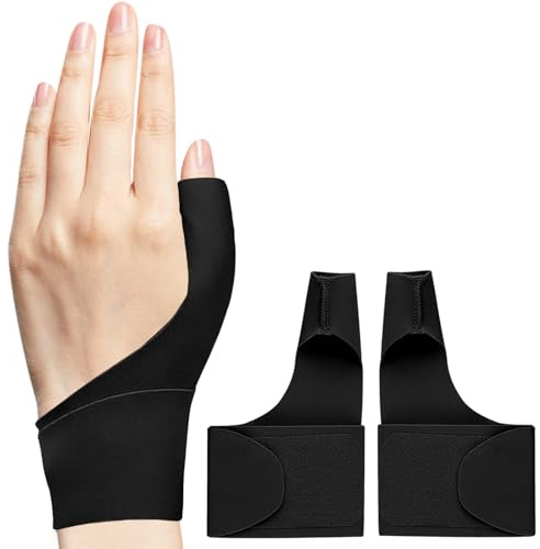 BaZuyunMd 2 vendajes para pulgar derecho e izquierdo, vendaje para pulgar con férula de muñeca, color negro, para soporte de muñeca y alivio del dolor