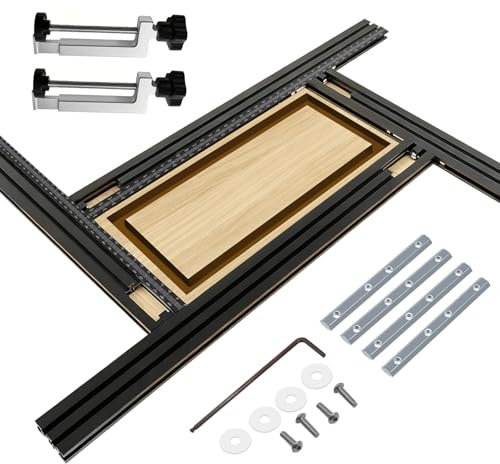 Stencil di fresatura regolabile da 800 x 800 mm, con 2 clip a G in metallo, dispositivo di fresatura e router Jig, guida di fresatura regolabile per fresatrice verticale, lavorazione del legno, per
