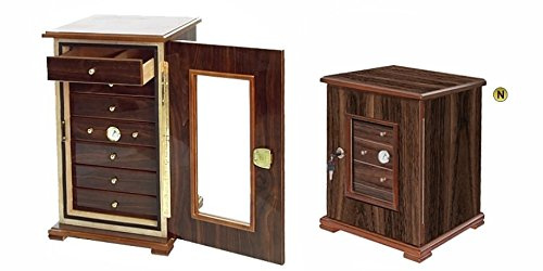 Humidor Meuble humidificateur porte cigares 5 tiroirs en noyer