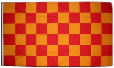 Flaggenfritze Fahne/Flagge Karo Rot-Gelb + gratis Sticker