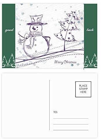 Weihnachts-Postkarten-Set mit Schneemann und Schneeflocke, 20 Stück