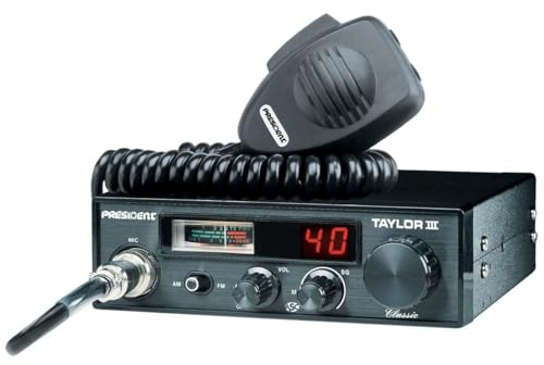 President Taylor-IV CB Sender kann mit 12/24 Volt 40 Kanälen AM/FM betrieben Werden