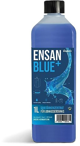 Enders® Sanitärflüssigkeit ENSAN BLUE+(für Abwassertank), 1l, für das mobile WC, BLAUER ENGEL, umweltfreundlich, besonders ergiebig, Frischeduft, biologisch leicht abbaubar, für ca.200l Abwasser #4976
