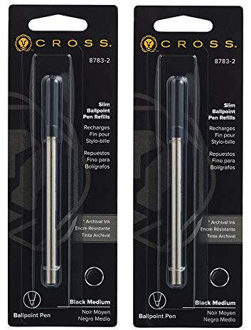 Cross (Click) 8783-2 Kugelschreiberminen, schmal, Medium, Schwarz, 2 Stück