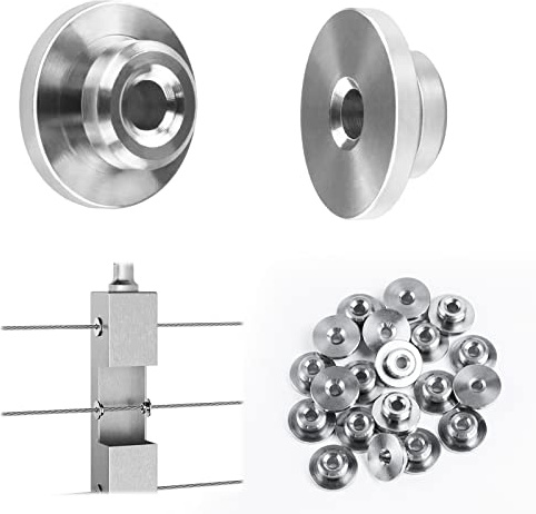 Muzata 20 Pack 1/8 Level Wheel Cable Railing Grommets ONLY for Level 1/8 Wire Rope T316 Stainless Steel Protector Sleeves Deck Cable Railing Hardware Kit Metal Posts CR72