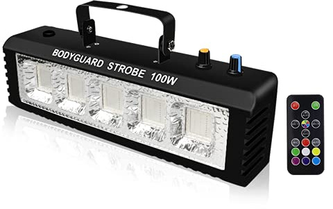 Strobe Stage Lights Sound Activated, Led Strobe Light 100W, Halloween Light Effect with Remote Control, Professional DJ Party Lights for Banquet Host