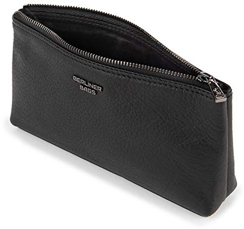 Berliner Bags Trousse Porta Cosmetici Anna XS in Vera Pelle, Pochette Compatta con Zip per Make-up e Accessori da Viaggio, Donna – Nero