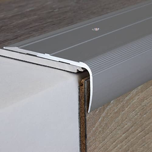 PROVISTON | Treppenprofil | 28.5 x 75 x 2700 mm | silberfarbend | Aluminium | hochwertige Metallprofile | Treppenkante | zum Schrauben | qualitatives Winkelprofil | robust | langlebig