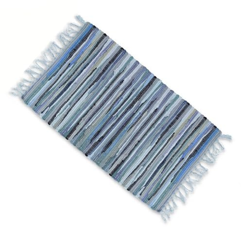 Casatessile Stuoia Tappeto Multiuso con Frange PEZZOTTO Tappeto Bagno, Cucina,scendiletto Camera duoble Face - Blu, 180 cm.