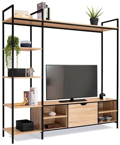 IDMarket - Ensemble Meuble TV 170 cm Detroit avec étagères Design Industriel