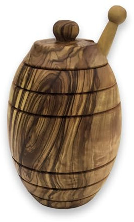 medina mood Honigtopf mit Honiglöffel 3er Set, Honigdose, handgefertigt aus Olivenholz