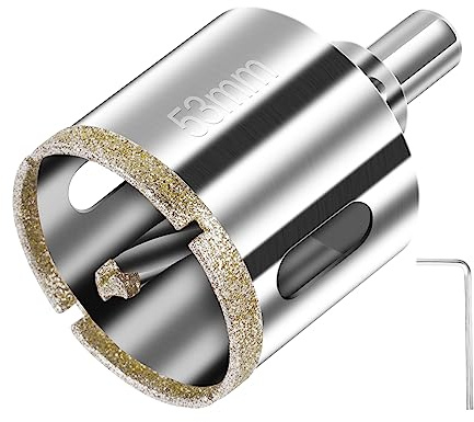 flintronic 53 mm diamantcirkelsåg, diamantborr med central styrspets, borrspets för hålsåg med diamantbeläggning, för skärning av glas/kakel/marmor
