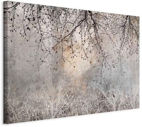 murando - Leinwandbild Ast Baum Betonoptik, 120x80 cm, 1-teilig, Wohnzimmer | Hochwertige Leinwand, sofort aufhängbar, ideal fürs Wohn- oder Schlafzimmer, wasserfest und lichtecht, langlebig, stilvoll