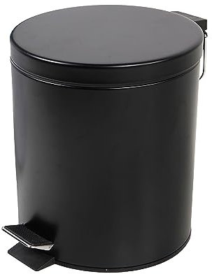 Spetebo Edelstahl Tretmülleimer 5 Liter - schwarz - Metall Kosmetikeimer in zeitlosem Design - Mülleimer Treteimer Abfalleimer klein mit entnehmbarem Inneneimer für Bad Küche