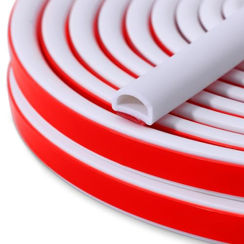 Benory Silicone Weather Stripping Door Seal - Self Adhesive D Shaped Seal Strip for Door Frame/Windows