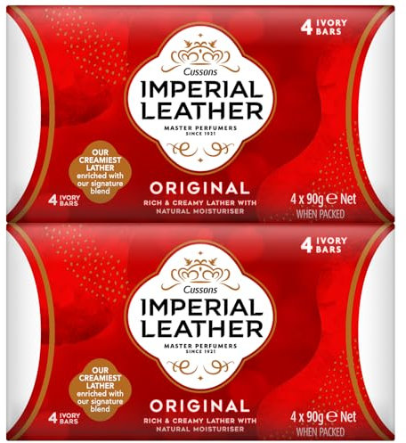 Imperial Leather Bar Soap Original Classic Cleansing Bar, Gentle Skin Care, Bulk Buy, Pack of 8 x 4 bars of 90 g (total 32 bars)