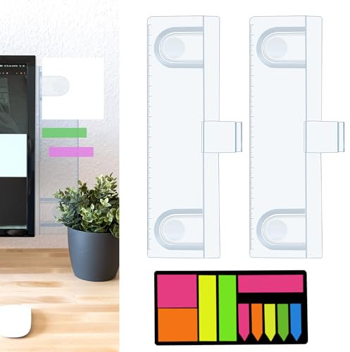 Keenjorika Multifunktionaler Monitor-Dokumentenhalter, transparente Acryltafel mit Clips, Schreibtisch-Nachrichtenbrett für Büro mit Haftnotizen, Monitor-Dokumentenhalter (blau), 2 Stück