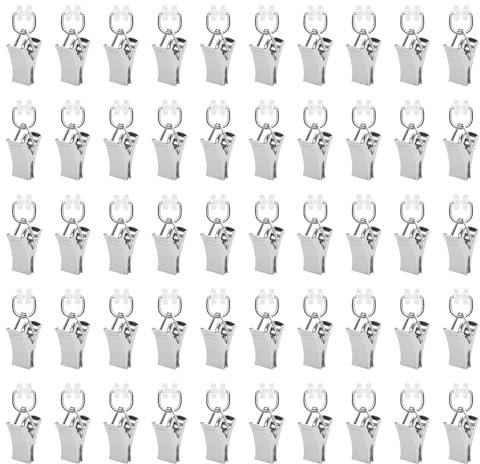 T-Glider Vorhangklammern,Gardinenhaken mit Rollen,Schienengleiter,Vorhangrollen,Metall Gardinenröllchen,T-Schienen Vorhang Clips für Curtain Hooks,Duschvorhang,Türvorhänge,Wohnwagen (50 Stück)